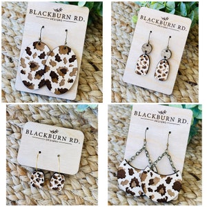 Wooden Double Engraved Leopard Earrings Bundle DIGITAL FILE