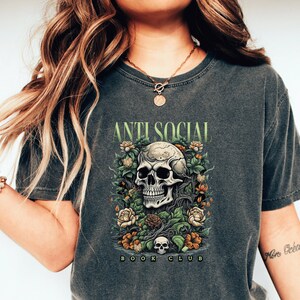 Book Club Shirt, Comfort Colors Anti Social Book Club T Shirts, Book Lover Shirt, Bookish Shirt, Dark Romance Reading Tee Library Book Shirt