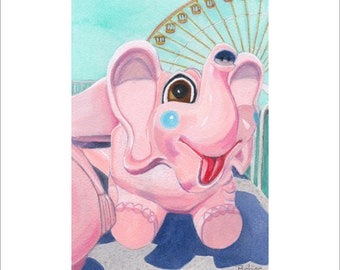 Pink Elephants - Wildwood Beach Art | Beach Decor | Jersey Shore Print