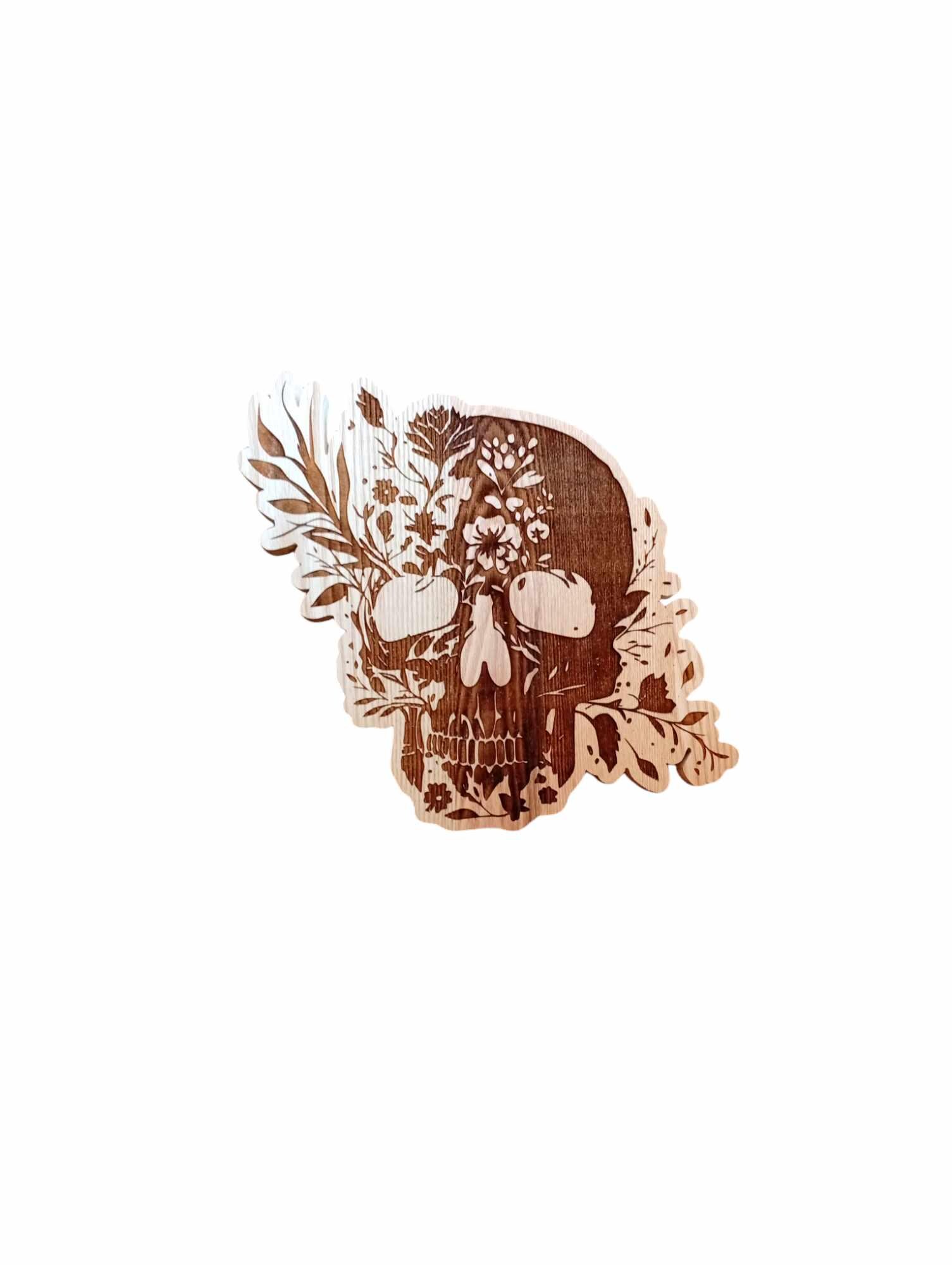 Flowery skull wall hanging decoration, wooden floral skull, original wooden decoration