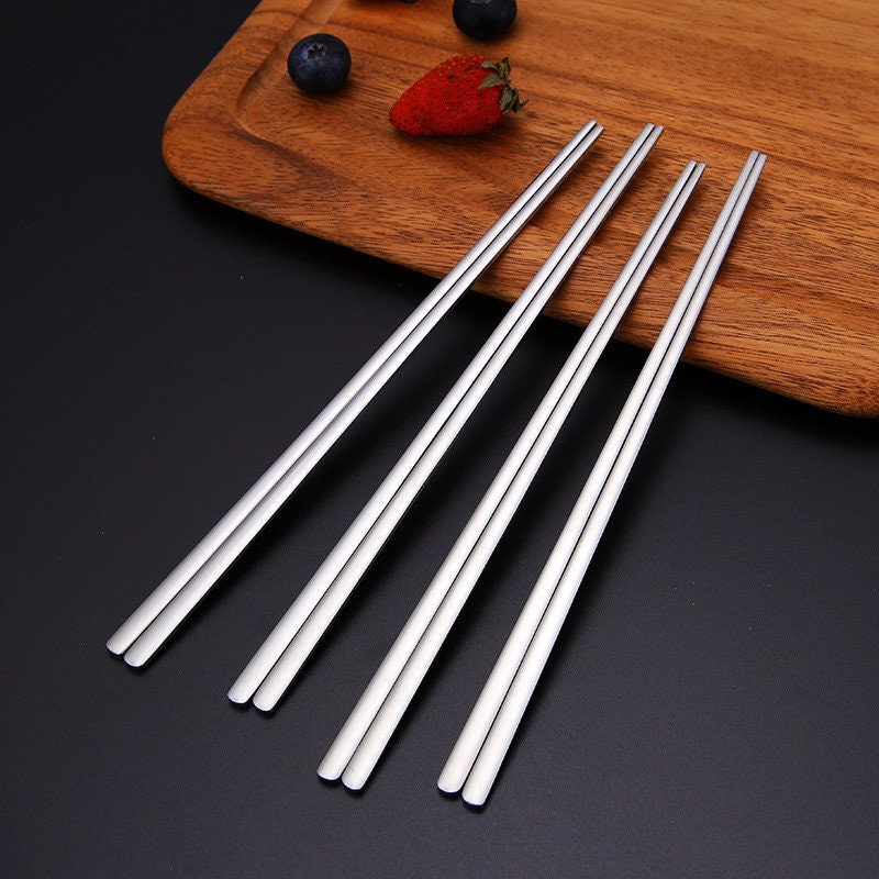 Luxury Stainless Steel Chopsticks Home Kitchen Dinning Tools Gold Plated  Sliver Chinese Korea Tableware Chopsticks 5 Pair 23cm