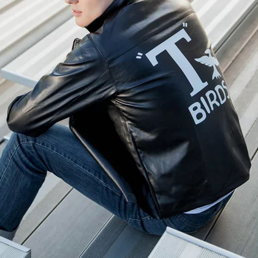 John Travolta Gang Grease 2 Tbirds Jacket Black Motorcycle Fashion