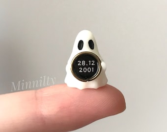 Tiny ghost with custom date, Ghost gift