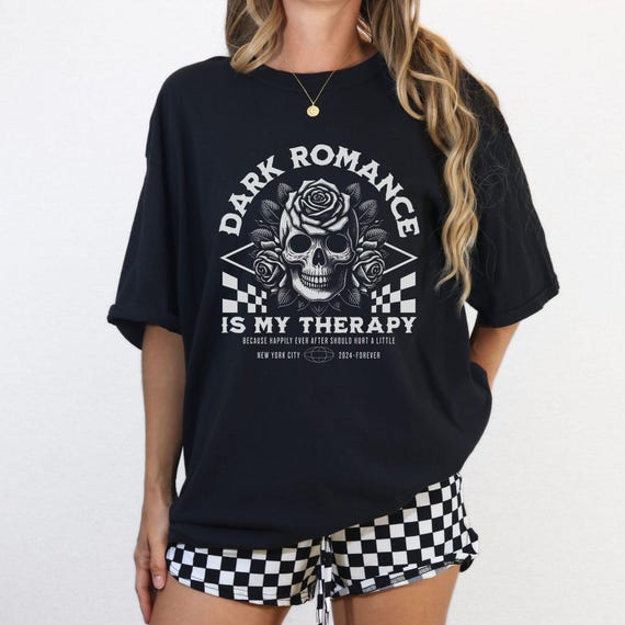 Dark Romance Book Shirt – Skull Rose T-Shirt for Spicy Readers – Morally Gray Trope Tee – Edgy Bookish Gift for Romance Lovers