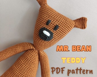 PDF: Mr Bean's Teddy Bear Crochet Pattern, Mr Bean's Teddy Bear Amigurumi Pattern, Mr Bean Teddy Bear Toy