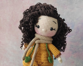 Muñeca de pelo rizado de ganchillo en venta, muñeca princesa, muñeca Amigurumi en venta, muñeca peluda Amigurumi, muñeca rellena, muñeca de abrazo, niña Amigurumi