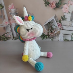 Crochet Unicorn Plush Toy, Amigurumi Unicorn Toy, Stuffed Unicorn, Crochet Animal Toy, Unicorn Toy, Unicorn Plush