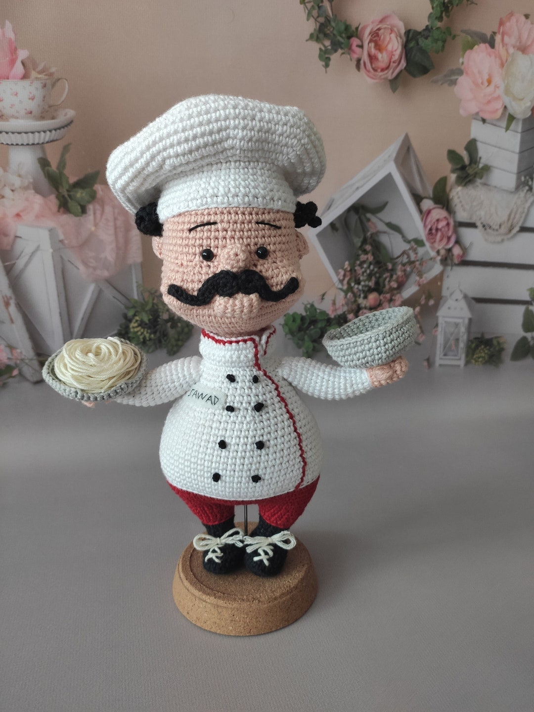 Crochet Chef Cook Doll, Amigurumi Chef Doll, Personalized Cook Doll