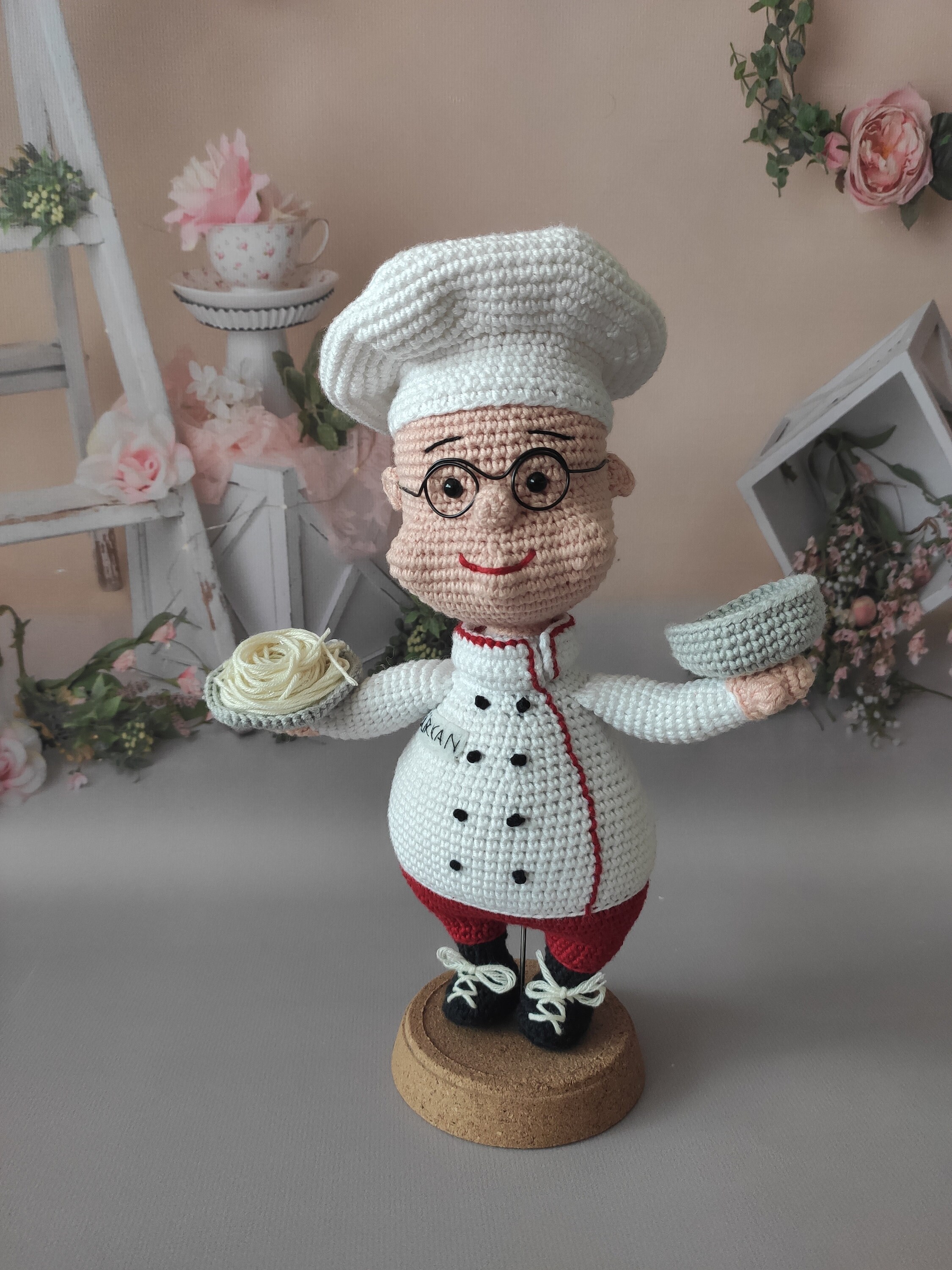 Crochet Chef Cook Doll, Amigurumi Chef Doll, Personalized Cook Doll