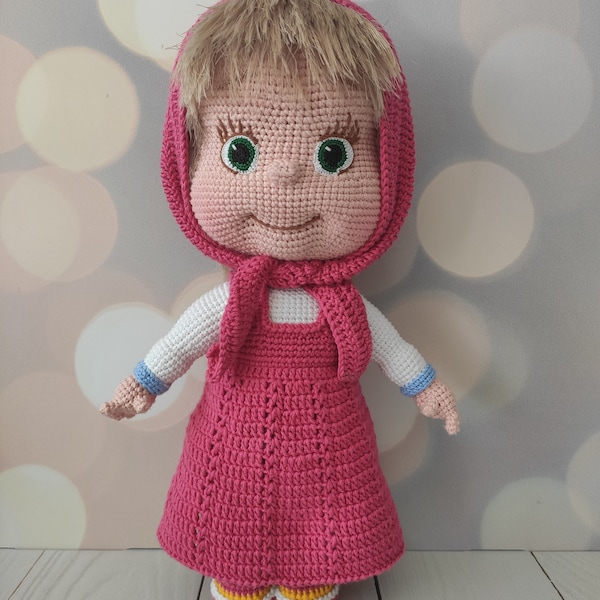 Crochet Masha Doll, Amigurumi Masha Doll, Masha and The Bear Toy, Masha Doll, Crochet For Sale