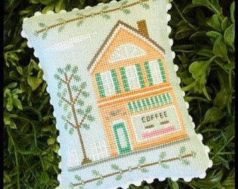 Country Cottage Needleworks Main Street Coffee shop cross stitch chart