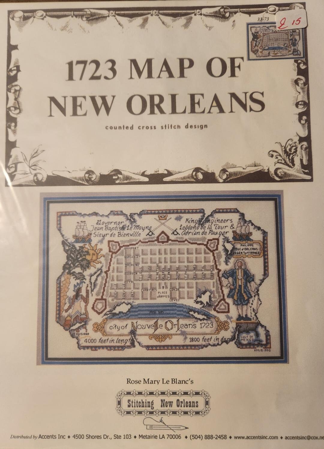 1723 Map of New Orleans Cross Stitch Chart Etsy