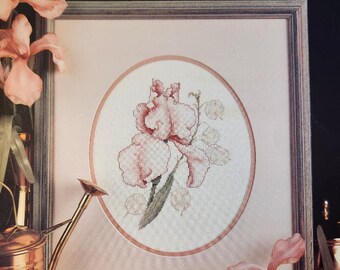 Peach Iris counted cross stitch chart