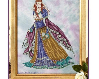 Medieval Maiden cross stitch chart