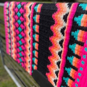 Wool Saddle blanket with vibrent wool colors