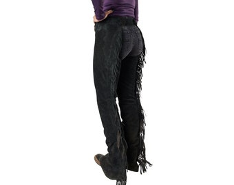 Simplicily Suede with Fringed Chap Custom made chap hand made chap Leather Western Chaps Custom chap Made with High Quality Soft Leather