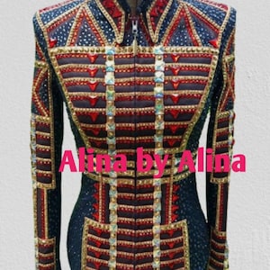 Western Custom Rodeo Queen Showmanship Jacket with real glass stones embellishments