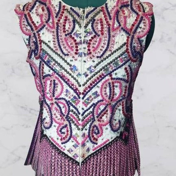 Show vests with Pink glass stones embellishments