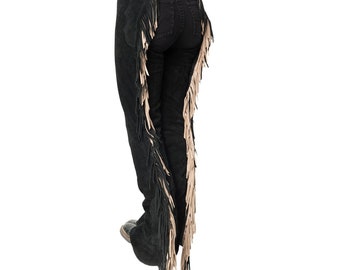 Simplicily Suede with Fringed Chap Custom made chap hand made chap Leather Western Chaps Custom chap Made with High Quality Soft Leather
