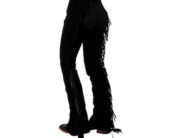 Simplicily Suede with Fringed Chap Custom made chap hand made chap Leather Western Chaps Custom chap Made with High Quality Soft Leather