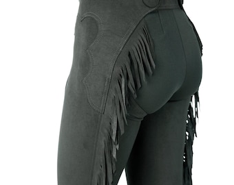 Simplicily Suede with Fringed Chap Custom made chap hand made chap Leather Western Chaps Custom chap Made with High Quality Soft Leather