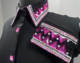 Western Show Shirt In stretch Lycra Base - Multicolor Stones