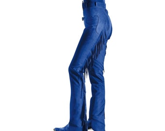 Simplicily Suede with Fringed Chap Custom made chap hand made chap Leather Western Chaps Custom chap Made with High Quality Soft Leather