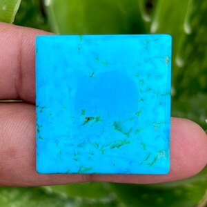 Natürlicher rechteckiger Türkis-Cabochon, blaugrüner Matrix-Edelstein, Schmuckstein (31 x 30 x 4 mm)