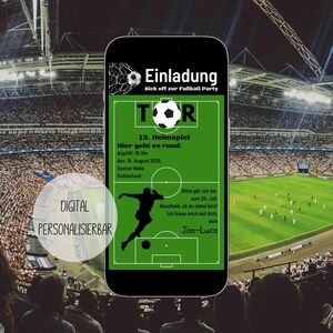 eCard Digitale Einladung zum Fußball Soccer Kindergeburtstag Einladungskarte zum Versenden per WhatsApp