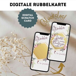 Carte à gratter numérique pour la demoiselle d'honneur comme carte à gratter dans le style bohème, ticket à gratter, ticket porte-bonheur par e-mail WhatsApp médias sociaux