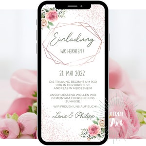 eCard Digitale Einladungskarte zur Hochzeit Einladung Party WhatsApp Karte Bild 2