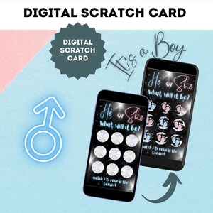 Carte à gratter numérique garçon TicTacToe sexe révéler annonce grossesse carte à gratter carte à gratter Email WhatsApp médias sociaux