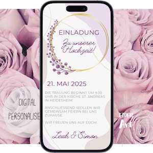 eCard Digitale Einladungskarte zur Hochzeit im Boho Stil Einladung zur Party per WhatsApp