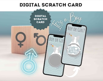 Carte à gratter numérique Annonce de révélation du sexe d'un garçon Carte à gratter de grossesse Carte à gratter E-mail WhatsApp Réseaux sociaux