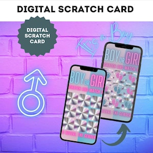 Carte à gratter numérique garçon TicTacToe sexe révéler annonce grossesse carte à gratter carte à gratter Email WhatsApp médias sociaux