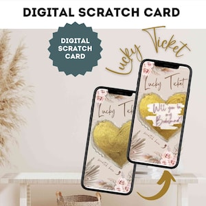 Carte à gratter numérique pour la demoiselle d'honneur de style bohème comme billet à gratter, carte à gratter, billet porte-bonheur par e-mail sur les réseaux sociaux WhatsApp