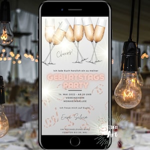 eCard Digitale Uitnodigingskaart 18e 20e 30e 40e 50e Verjaardagsfeest Uitnodiging WhatsApp Kaart