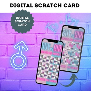 Carte à gratter numérique pour garçon ou fille Garçon TicTacToe Sexe Révéler Annonce Grossesse Carte à gratter Carte à gratter Email WhatsApp Médias sociaux