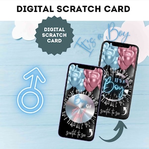 Carte à gratter numérique eCard Annonce de révélation du sexe d'un garçon Carte à gratter de grossesse Ticket à gratter E-mail WhatsApp Réseaux sociaux