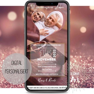 eCard Digitale Einladungskarte zur Goldhochzeit oder Silberhochzeit Einladung mit Foto Party WhatsApp Karte