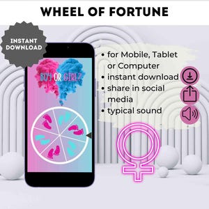 Boy or Girl - Digital Spin the Wheel Gender Reveal Game as wheel of fortune to announce the gender &quot;Its a Girl&quot;