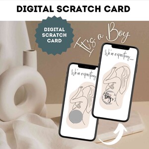 eCard Digital Scratch Card Boy Gender Reveal Annonce Grossesse Scratchcard Scratch Card via Instagram, WhatsApp