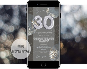 eCard Digitale Einladungskarte 30. 40. 50. 60. Geburtstag Party Einladung WhatsApp Karte