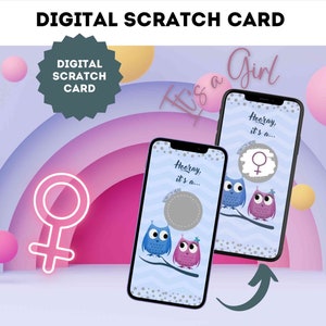 Carte à gratter numérique fille sexe révéler annonce grossesse carte à gratter carte à gratter Email WhatsApp médias sociaux