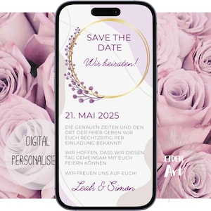 eCard Digitale Save The Date Karte zur Hochzeit im Boho Stil Einladung zur Party per WhatsApp