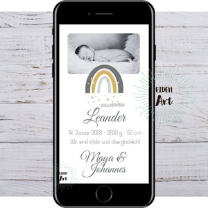 eCard Digitale Geburtsanzeige Geburt Karte Baby WhatsApp
