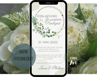 eCard Digitale Einladungskarte zur Hochzeit Einladung Party WhatsApp Karte