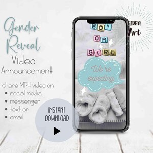 eCard Boy Gender Reveal Video Announcement Ankündigung Schwangerschaft WhatsApp, Text or Email