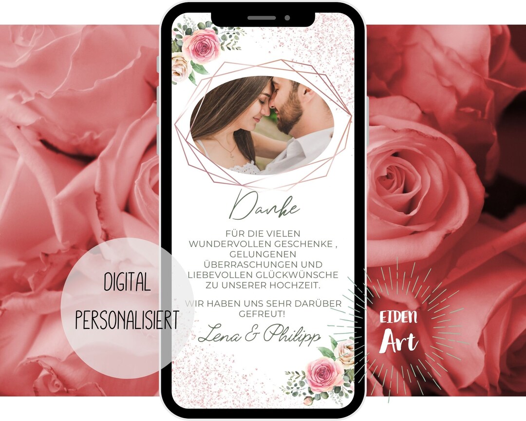 Ecard Digital Acknowledgment Card for Wedding With Photo Thank You ...