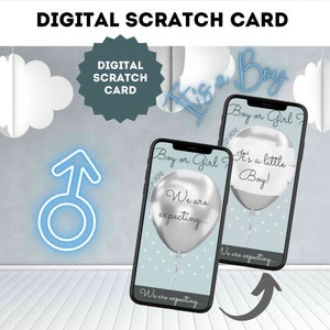Carte à gratter numérique « Garçon » pour annoncer le genre en tant que jeu de révélation du genre, carte à gratter, carte à gratter, e-mail, réseaux sociaux WhatsApp